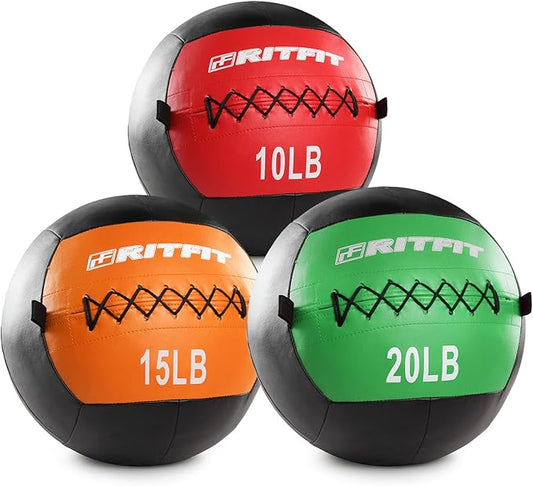RitFit Medicine Ball / weight ball / Soft Medicine Ball / Wall Medicine Ball / Soft Wall Ball / Wall Ball set/ Medicine Balls for Exercise and Conditioning Workouts, Fitness Gym Equipment for Core Training and Cross Training (5/10/15/20/25/30 lbs)