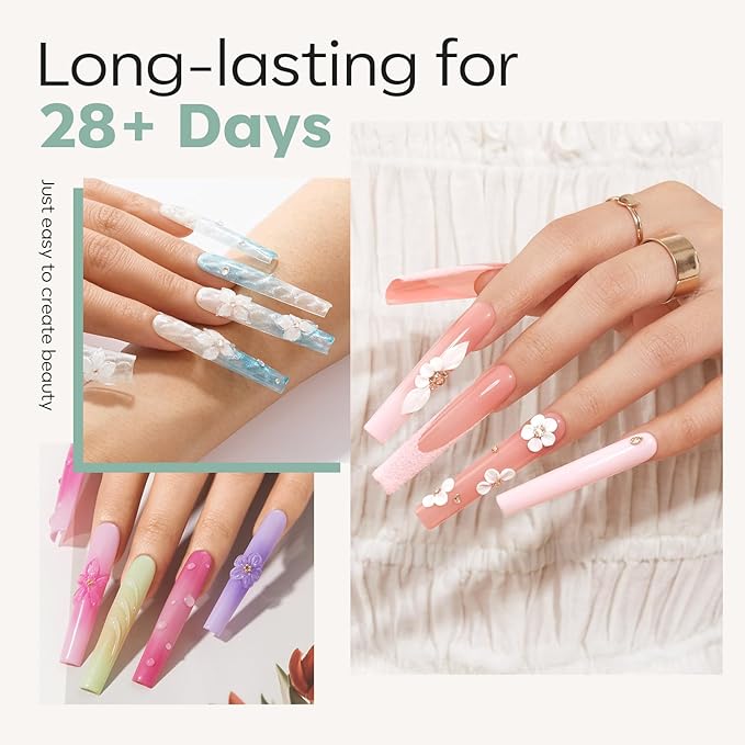 modelones Long Square Nail Tips, 3XXXL Straight Pre-shaped Soft Gel Tips Fake Nails False Acrylic Clear Full Cover Press on Extension Kit Gel Manicure DIY at Home 216PCS 12Sizes