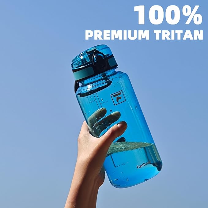 Fanhaw 32 Oz Clear Tritan Water Bottle with Chug Lid, BPA-free, Wide Mouth, Leak Proof - for Gym, Travel, Home, School, Office (Gray)