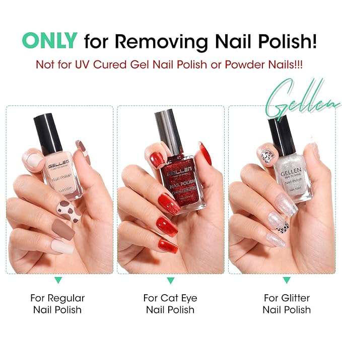 Gellen Nail Polish Remover, Acetone Free Non Toxic Nail Polish Remover for Air Dry Nail Polishes, Jasmine Scent Healthy Natural Fingernail Polish Remover with Easy Push-down Pump, 6.09 Fl Oz