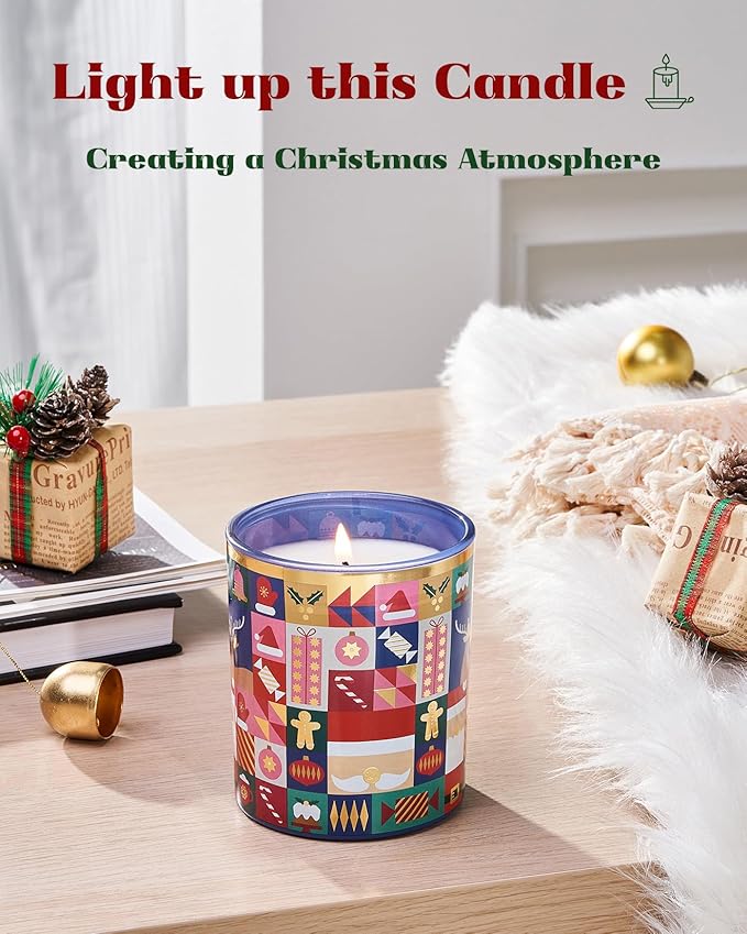 M&SENSE Magic Christmas Soy Candle for Home, Soy Wax 9.9oz 55 Hours Clean Non Toxic Slow Burn, Relaxing Cozy Winter Candles for Stress Relief, Christmas Scented Gift for Holiday Celebration