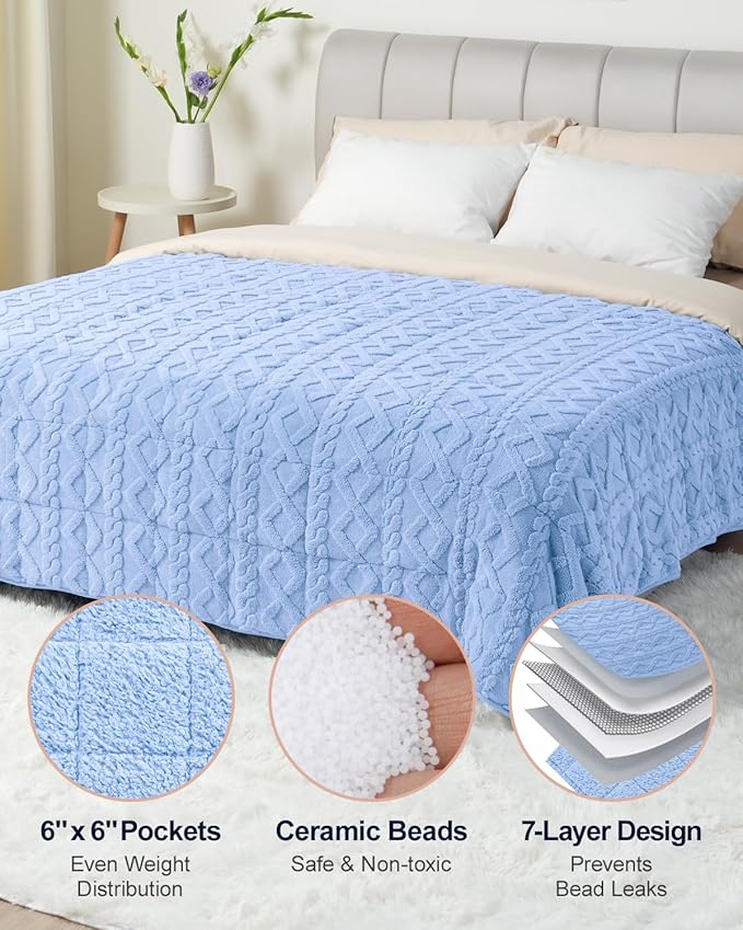 Super Fuzzy Soft Sherpa Fleece Weighted Blanket, 15 lbs Dual Sided Fluffy Heavy Weighted Blankets for Adults - No Bunching with Double Layers of Soft Inner Lining (60"x 80", 15 Pounds)