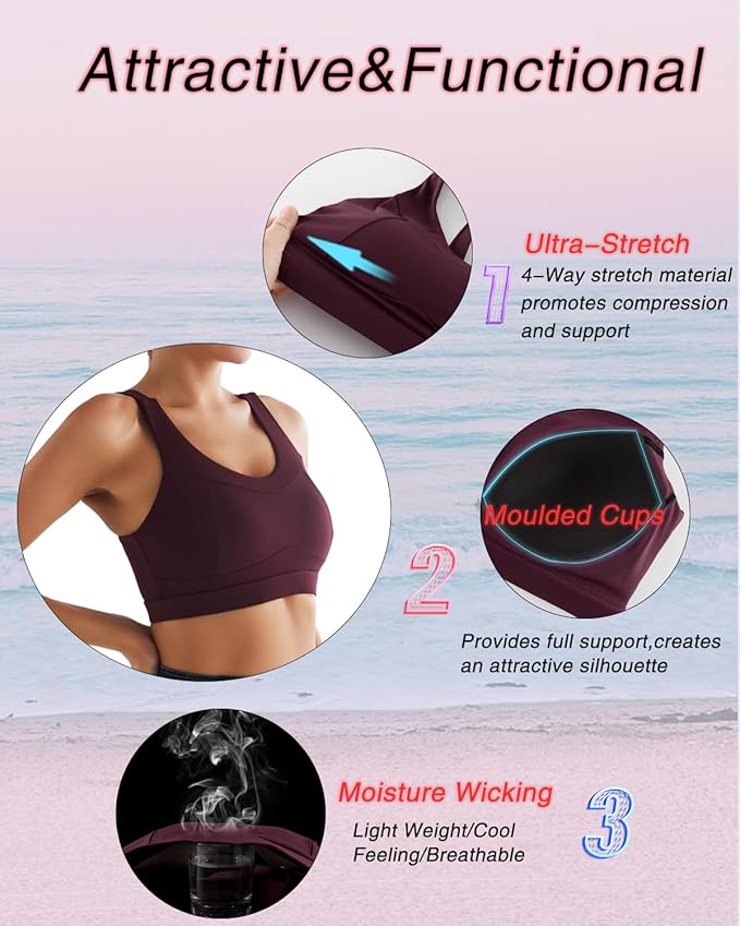 RUNNING GIRL High Impact Sports Bras for Women,Racerback Running Bra Workout Crop Tank Tops Longline Sports Bra Push up