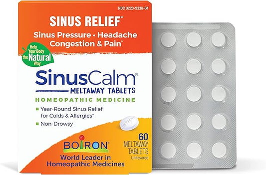 Boiron SinusCalm Tablets for Sinus Pain Relief, Runny Nose, Congestion, Sinus Pressure, Headache - 60 Count