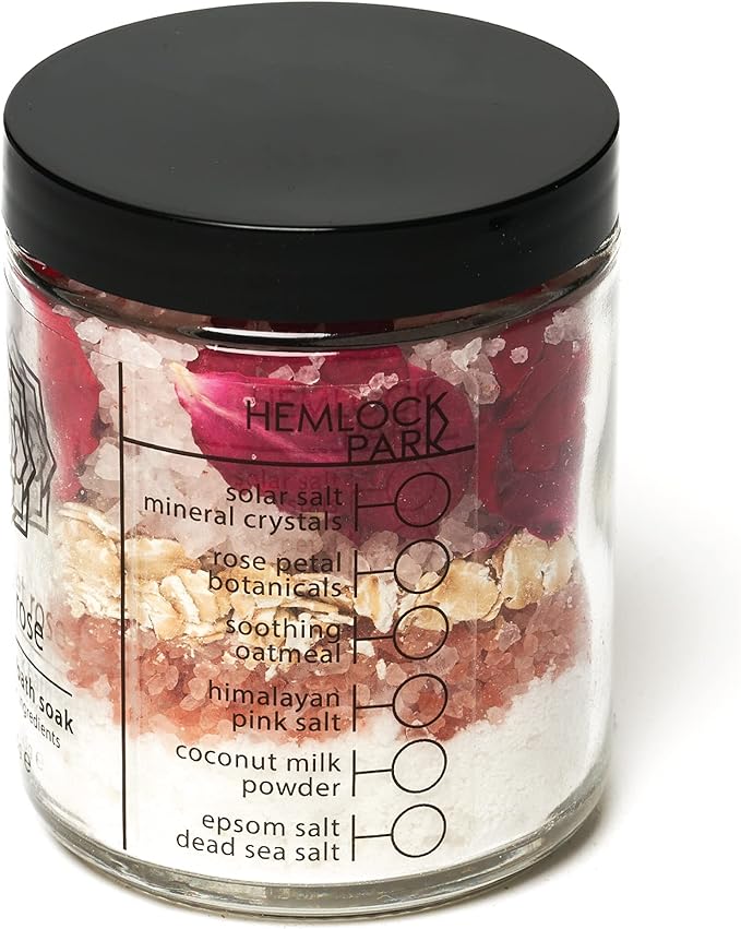 Hemlock Park Coconut Milk Bath Soak | Organic Coconut Milk, Botanicals, Dead Sea Salt, Epsom Salt, and Himalayan Pink Mineral Salt | 9.5 oz Jar