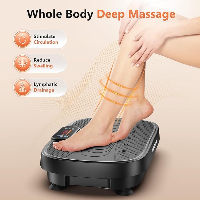 FEIERDUN Vibration Plate Exercise Machine – Whole Body Vibration Platform for Weight Loss & Lymphatic Drainage, Home Fitness Trainer with Remote & Resistance Bands