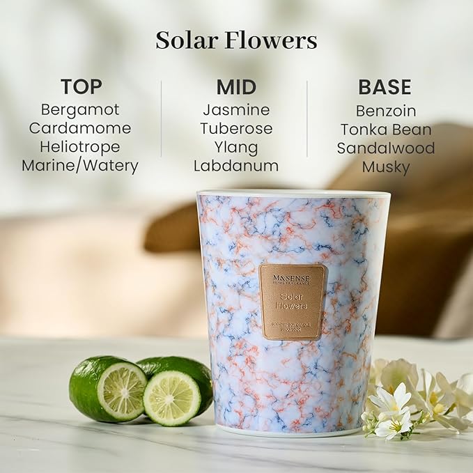 M&SENSE SolarFlowers Scented Candles for Home, 3-Wick Highly Scented Jar Candles, Extra Large Candle 35 Oz 150 Hours Long Lasting Burning, Relaxing Aromatherapy Candle for Stress Relief,Meditation