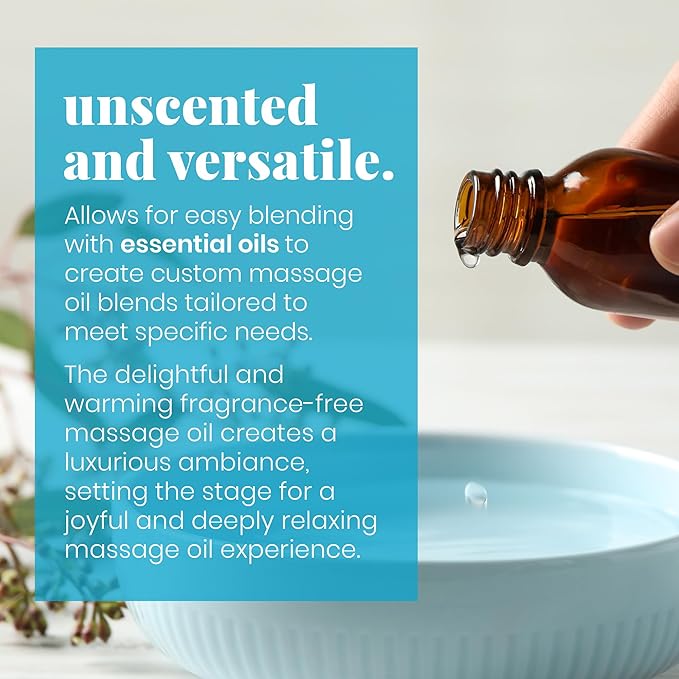 Skinsations - Unscented Massage Oil for Massage Therapy - 16oz | Fragrance-Free Body Oil for Sensitive Skin & Aromatherapy | Sweet Almond, Jojoba, Coconut & Grapeseed Oils