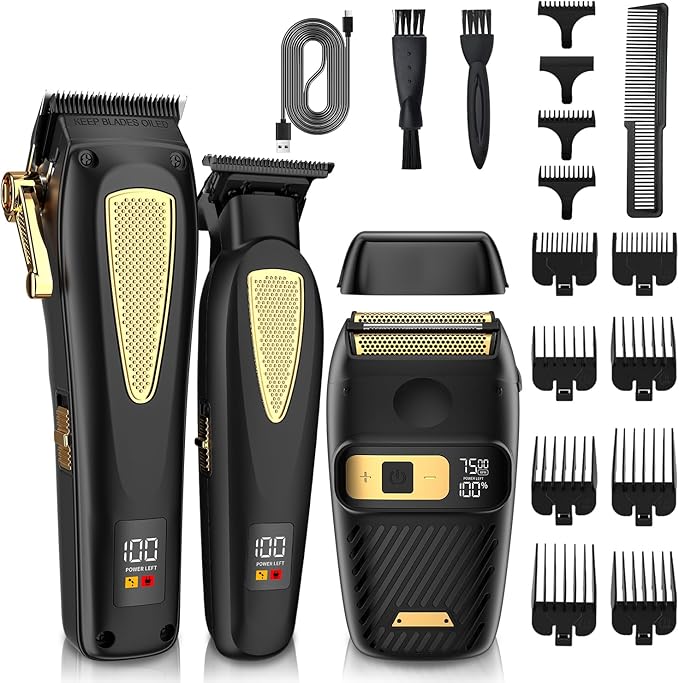 RESUXI Hair Clippers for Men Cordless Hair Trimmer Electric Shavers for Men Set,Professional Barber Clippers for Haircut Grooming Kit+Foil Blade Shaver+Zero Gapped Trimmer,Gift for Him
