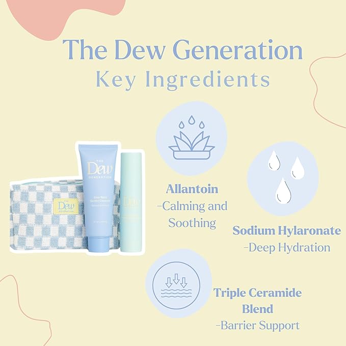 Dew-O Kit Kids Skin Care Set with Cleanser & Moisturizer | Skincare for Kids Face Wash + Travel Bag | Gentle Teen Skin Care