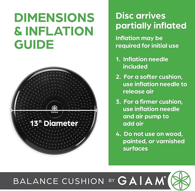Gaiam Balance Disc Wobble Cushion Stability Core Trainer for Home or Office Desk Chair & Kids Alternative Classroom Sensory Wiggle Seat