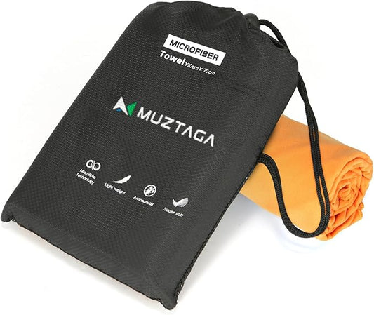 Microfiber Beach Towel-Perfect for Travel, Sports, Camping, Swimming, Yoga, Gym- Quick Dry, Sand Free, Compact, Lightweight, Absorbent (Orange,Small(101x50cm, 40x20”))