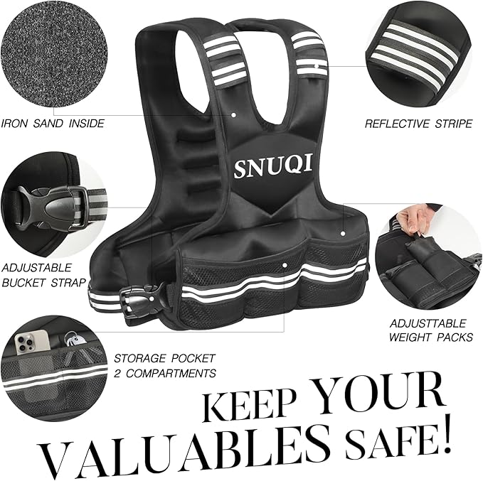 Adjustable Weighted Vest for Men and Women 4-10lbs/9-18lbs/20-32lbs Weighted Vest with 6 Ironsand Weights for Home Workouts Adjustable Body Weight Vest Exercise Set for Cardio and Strength Training