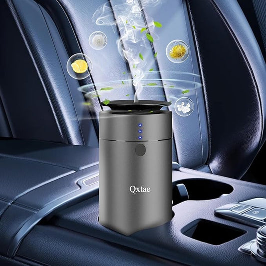 Waterless Car Diffuser for Essential Oils. Battery Operated Air Freshener, USB-C Rechargeable, Quiet, Leak-Proof, Countdown Timer, Auto-Off, Perfect for Car Home Office(Grey)