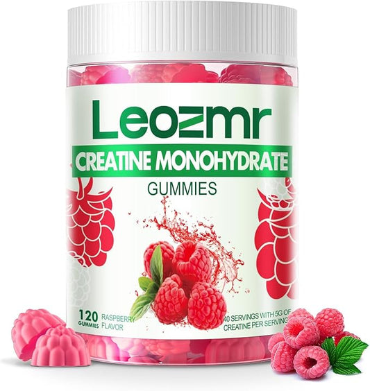 Creatine Monohydrate Gummies 5000mg for Men & Women - Raspberry 120 Gummies