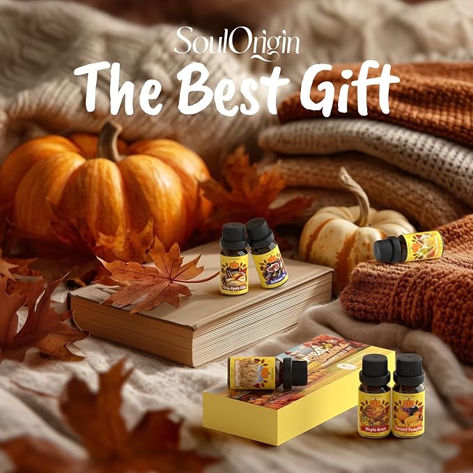 Harvest Fragrance Oils Set, Essential Oil for Diffuser, Fall Diffuser Oil, Use for Soap Candle Making-Crisp Apple cider, Pear&Honey, Golden Hayfield, Maple Grove, Harvest Pumpkin,Autumn Fig