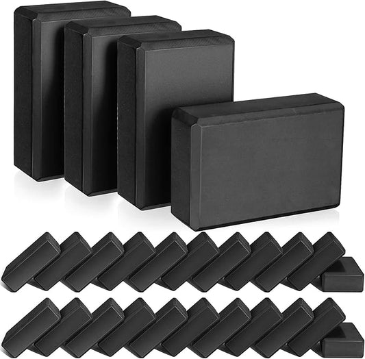 Lenwen 30 Pieces Black Yoga Blocks 9'' x 6'' x 3'' EVA Foam Non Slip High Density Dance for Stretching Pilates Meditation Accessories