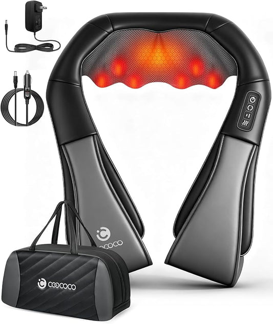 CooCoCo Shiatsu Back and Neck Massager, Best Christmas Gifts 2025, Heating to Relieve Deep Tissue Pain, 4D Kneading Massage to Relieve Legs, Foot Muscles, Christmas Gift for Mom Dad Men Women