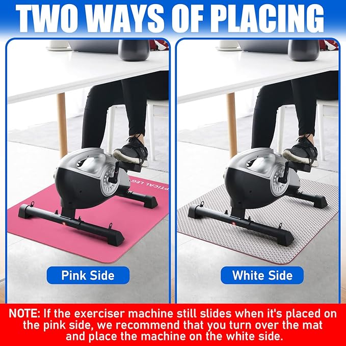 TOBWOLF Non-Slip Workout Mat for Ellipse Leg Exerciser, Ellipse Machine Mat, Exercise Mat for Under Desk Ellipticals, Suitable for Electric Seated Foot Pedal Exerciser, Stability & Floor Protection