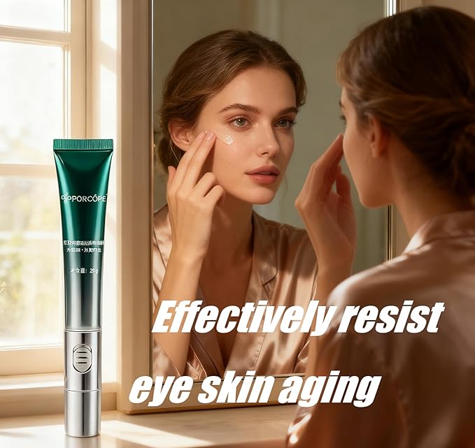 PORCOPE Eye Cream for Dark Circles and Puffiness, Anti-Aging and Fine Lines, with Electric Massage Head to Massage and Moisturize the Eye Area (0.7 fl oz/20g)