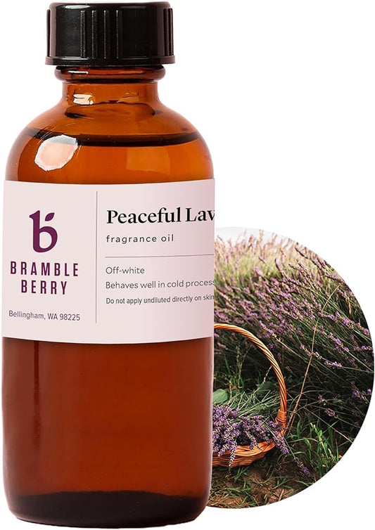 Bramble Berry Peaceful Lavender Fragrance Oil 2 oz | Calming Herbal Scent for Soap Making, Candles, Bath Bombs, Lotion & Perfume | Skin Safe, Vegan, Paraben & Phthalate Free