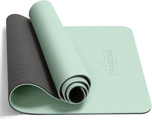 CAMBIVO Yoga Mat for Women Men Kids, 1/3 & 1/4 & 2/5 Inch Extra Thick Yoga Mat Non Slip, 72" x 24" TPE Yoga Mats, Workout Mat with Carrying Strap for Yoga, Pilates and Floor Exercises