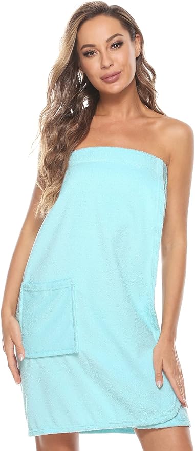 Knuffnee Women's Bath Wrap Towel Shower Spa Body Wrap Adjustable Closure Bathrobe