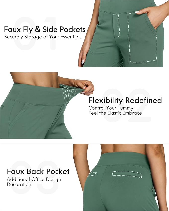 G4Free Yoga Pants Women Wide Leg Pants with Pockets High Waist Stretch Dress Casual Sweatpants Petite/Regular/Tall