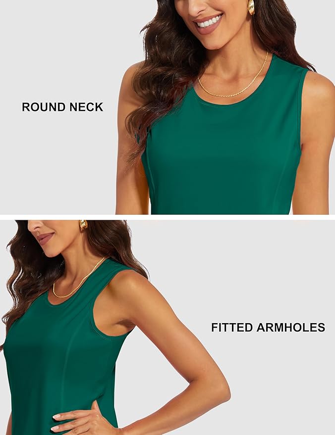 MAGCOMSEN Women's Sleeveless Workout Shirts UPF 80+ Dry Fit Running Wicking Tank Tops Athletic Gym Summer