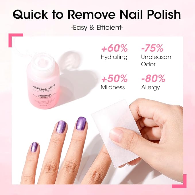 Gellen Nail Polish Remover, Non Acetone Rose Scent Nail Polish Remover, Dual-phase Hydrating Fingernail Polish Removal, Healthy Nourishing Nail Removal with Pump, Contains Vitamin E, 6.09 Fl Oz