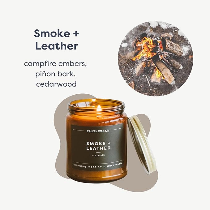 Calyan Wax Co. Masculine Scented Candle Gift Set - 3 Scented Candles - 57 Hour Burn - Luxury Non Toxic Soy Wax Candles - Long Lasting Amber Glass Jar Candle for Home - 7.2oz