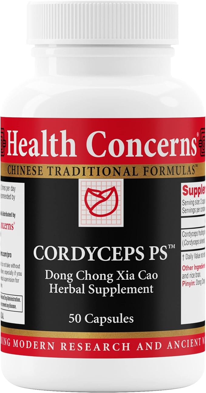 Health Concerns Cordyceps PS – Lung Support & Respiratory Health Supplement – Mushroom Fruiting Body for Immune Function, Heart Health, Circulation, Athletic Energy, Oxygen Support – 50 Capsules