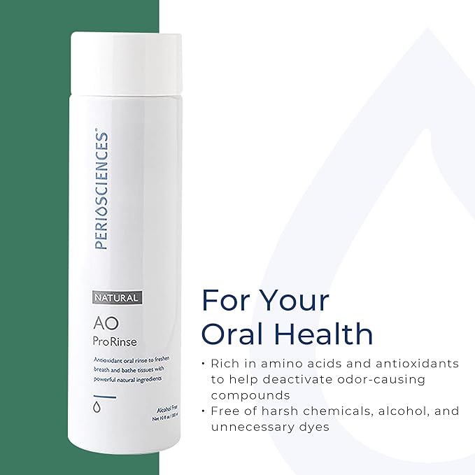 PerioSciences AO ProRinse Natural Mouthwash with Antioxidants and Amino Acids – Orthodontic Mouthwash – Fluoride-Free, 10 Fl Oz / 300ml