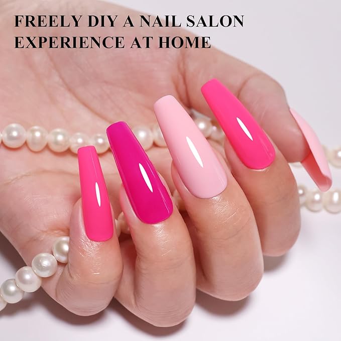 10ml Hema-Free Pink Gel Nail Polish Set 6 Colors Light Baby Blush Hot Pink Gel Polish Kit Soak Off Salon DIY at Home Gift for Women