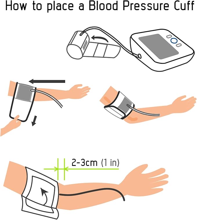 Paramed Blood Pressure Monitor - Bp Machine - Automatic Upper Arm Blood Pressure Cuff 8.7-16.5 inches - Large LCD Display 120 Sets Memory - Device Bag & Batteries Included