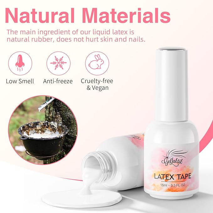 Liquid Latex for Nails 2 Pack, 15ml Fast Drying Peel Off Cuticle Guard, Nail Polish Barrier Protector for Nail Art DIY Manicure