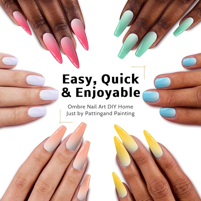 Sponges Pat Gel Nail Polish Palette, 24 Colors Blending Ombre Gel Polish Patting Gradient Painting Nails Art, No Wipe, UV/LED Cured, 100Sponges 1Grabber (Set A)