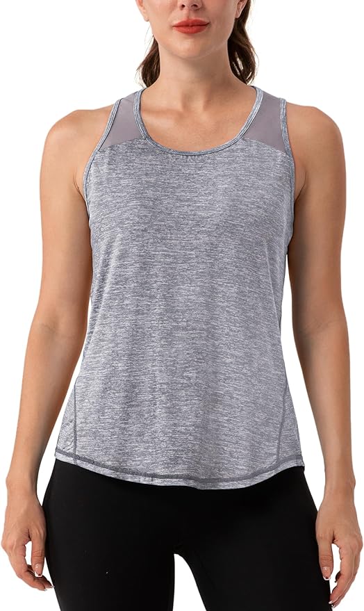 Aeuui Womens Workout Tops Sleeveless Racerback Tank Tops Mesh Yoga Athletic Running Shirts Gym Clothes for Women