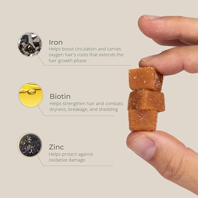 DS Labs Revita Hair Vitamin Gummies - Support for Thicker, Fuller Looking Hair, With Biotin, Zinc, Vitamin D, Iron, Magnesium & Melatonin, Vegan, Gluten-Free, Gelatin-Free, 60 Gummies