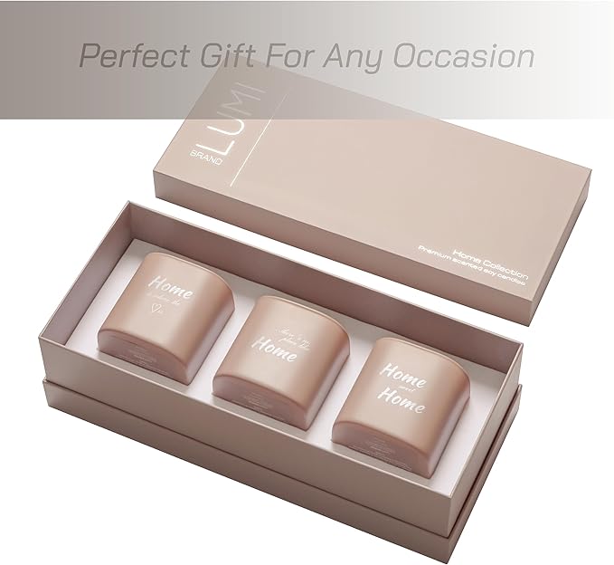 Set of 3 Scented Soy Candles Gift Set | Home Collection | White Musk, Bamboo Forest & Peony Garden | Crackling Wood Wick | 50+ HR Burn, 9.8oz Each | Luxury Soy Candle Gift for Women & Home