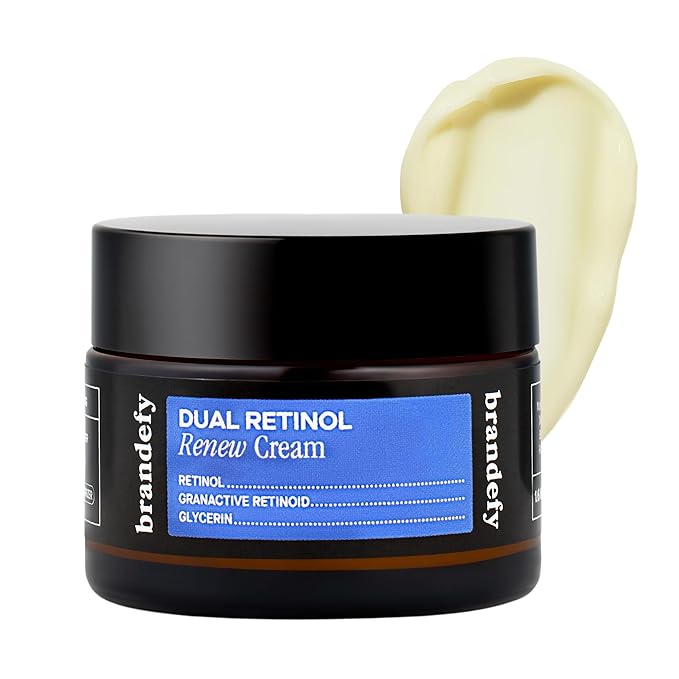 Brandefy Dual Retinol Renew Cream with 0.3% Retinol & 1% Granactive Retinoid, Face Moisturizer for Wrinkles & Fine Lines, Made in The USA, Suitable for All Skin Types (1.6 Oz)