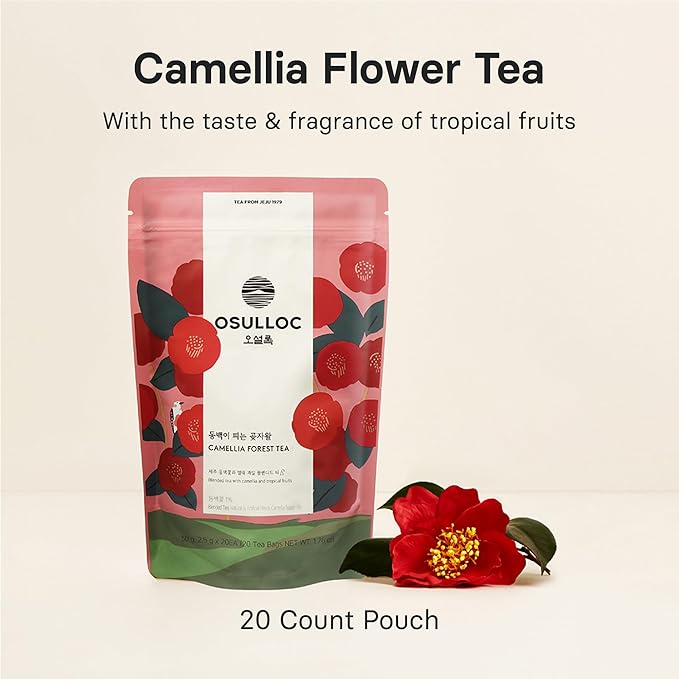 OSULLOC Camellia Tea (Sweet Tropical Fruit Scent) | Sweet Fruit Tea | 20 Pyramid Tea Bags, 1.76oz