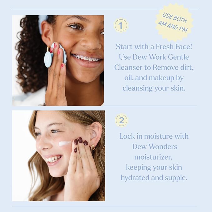 Dew-O Kit Kids Skin Care Set with Cleanser & Moisturizer | Skincare for Kids Face Wash + Travel Bag | Gentle Teen Skin Care