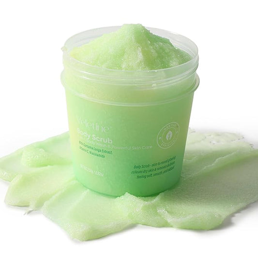 Tumeric Body Scrub Exfoliator With Vitamin C,Niacinamide,PHA,Bikini and Underarm Exfoliating Scrub,Gently Deep Cleaning & Moisturizing,Including Sensitive Skin 250g(Yellow Green)
