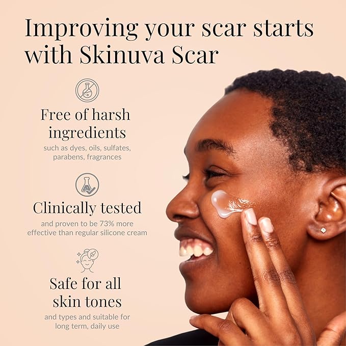 Skinuva® Next Generation Scar Cream - Advanced Silicone Scar Cream Matrix Formulated with Growth Factors & Clinically Proven to Help Reduce The Appearance of Scars (1.7 oz)