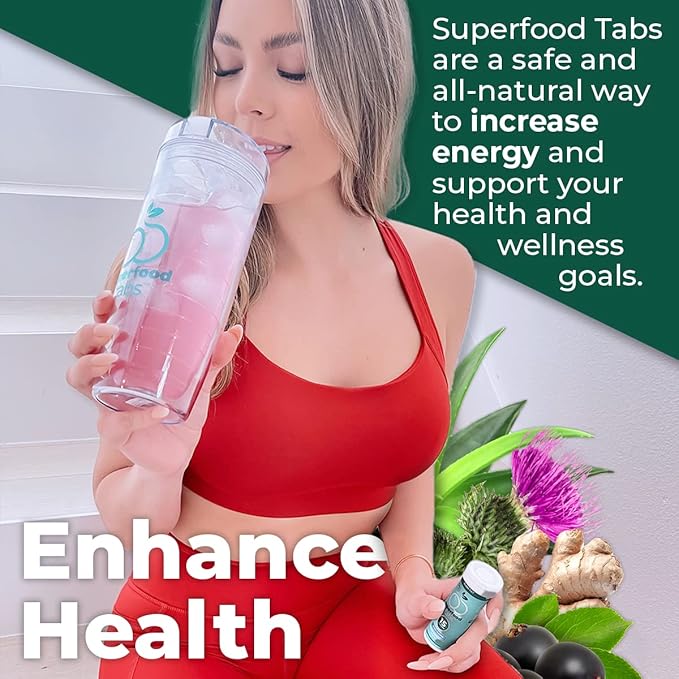 Superfood Tabs Superfoods Company Detox Cleanse Drink - Nutrition Supplement for Women & Men - Support Healthy Weight, Digestive Health, Cravings & Bloating Relief - Mixed Berry Flavor [60 Tablets]