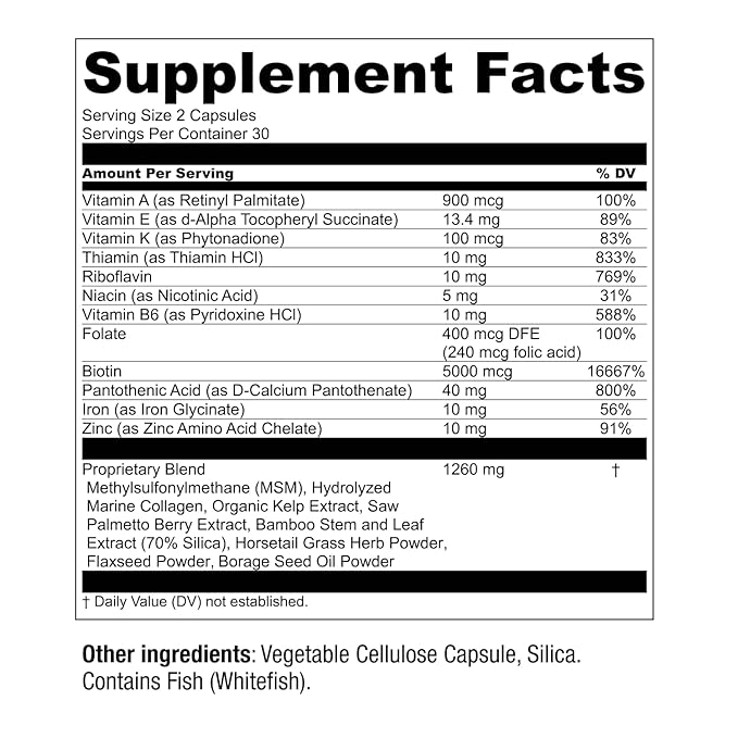 Hair La Vie Live Conscious Revitalizing Blend Hair Growth Vitamins for Women to Support Health of Hair - Supplements w/Biotin, Collagen & Saw Palmetto for Thick, Full Hair - 60 Caps