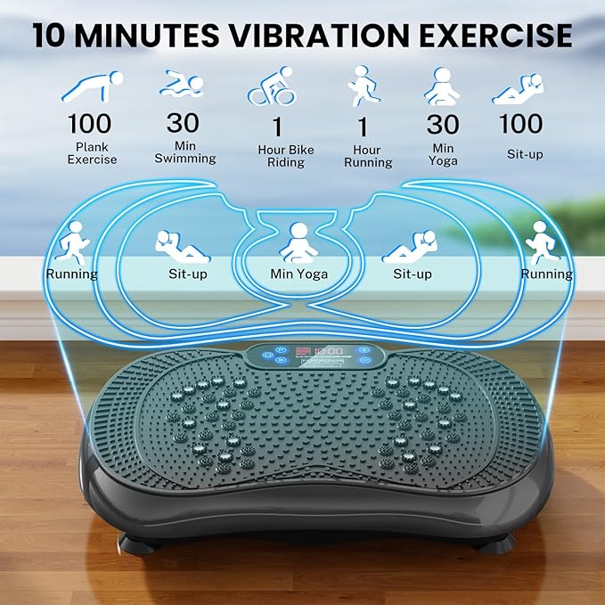Vibration Plate Exercise Machine, Lymphatic Drainage Machine for Weight Loss, 100-Speed Platform with Remote & Bands, Quiet Full Body Vibrating Plate 500 Lbs Capacity Fitness Platform