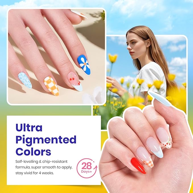 Beetles 25 Colors Gel Nail Polish Set, 32PCS Yellow Orange Gel Polish Rustic Sonata with Base Coat Glossy & Matte Top Coat White Blue Pink DIY Salon Soak Off UV Led Nails Gifts for Women