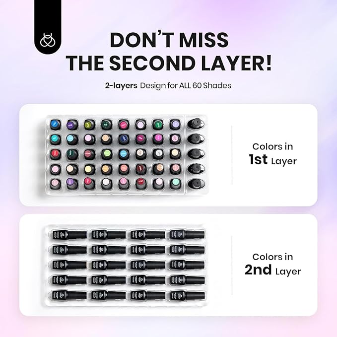 Beetles Gel Nail Polish Set - Style Manifesto 60 Colors Winter Uv Gel Polish Kit Jelly Brown Glitter Nude Pink White Red Blue Green Color Nail Polish Base &Glossy Matte Top Coat Gift for Her Women